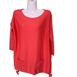 Lilly Pulitzer Coral Tassel Pocket Tunic Sweater Top XS Coolmax Blend